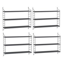 Set 4 rafturi de perete modulare Strängnäs, gri închis, din otel