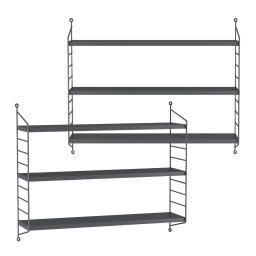 Set 2 rafturi de perete modulare din otel, gri închis, 60 cm