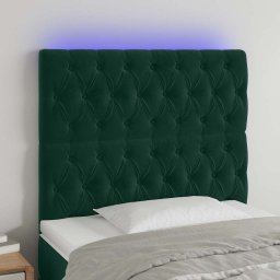 Tablie de pat cu LED, verde închis, 100x7x118/128 cm, catifea GartenMobel Dekor