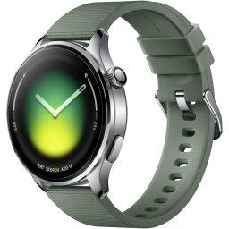 Ceas inteligent Xiaomi Watch 5, Argintiu, display digital AMOLED, 1.54", Bluetooth, bratara fluoroelastomer, Juniper Verde