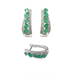 Cercei Smarald Cu Zircon Picatura Fatetat 17x7x16 mm Argint 925 – 1 Pereche