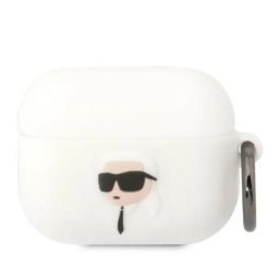 Husă Karl Lagerfeld Silicone Karl Head 3D pentru AirPods Pro 1/2 – Alb