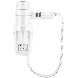 Uscator de par Uscător de păr hotelier 2000W, montare pe perete, 6 viteze/temperaturi, aer rece, priză aparat ras
