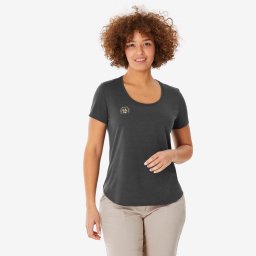 Tricou Drumeție NH500 Gri Damă
