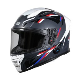 Casca moto integrala, Origine Pista cu bluetooth, culoare gri alb, marime XL