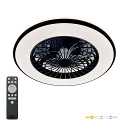 Plafoniera LED cu Ventilator VENTELUX Kobi Windstar, 48W + 15W, 3CCT, 1300 lm, 5 viteze, Telecomanda, Negru