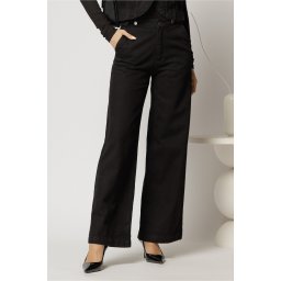 Blugi dama negri cu croi larg si capse la spate