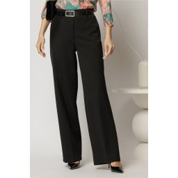 Pantaloni negri cu croi drept cu adaos de viscoza