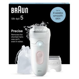 Epilator Epilator Wet & Dry, 28 pensete, 2 viteze, cap ras + trimmer, fără fir, SmartLight