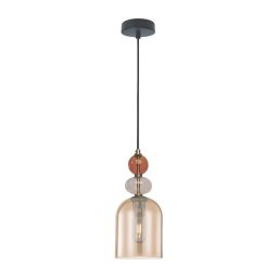 Lustră suspendată pe cablu TROPEA 1xE27/15W/230V negru/roșu fumuriu/bej