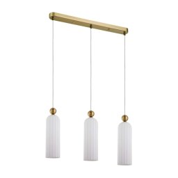 Candelabru suspendat pe cablu PIEGA 3xE14/40W/230V, alamă/alb