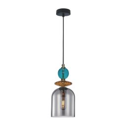 Pendul pe cablu TROPEA 1xE27/15W/230V negru/albastru fumuriu/bej