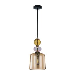 Lustră suspendată pe cablu TROPEA 1xE27/15W/230V negru/fumuriu bej/roz