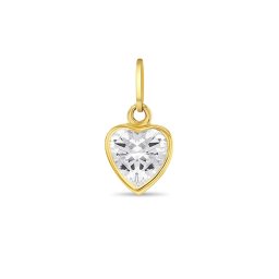 Pandant din Aur 14K pentru Copii, model Inima cu Piatra CZ