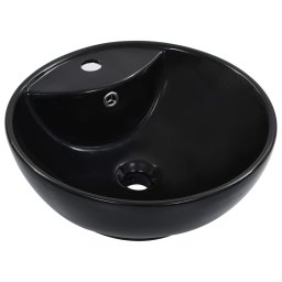 Chiuveta cu preaplin, negru, 46,5 x 18 cm, ceramica GartenMobel Dekor