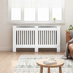 Capac pentru radiator Alb lucios 152 x 19 x 81,5 cm GartenMobel Dekor