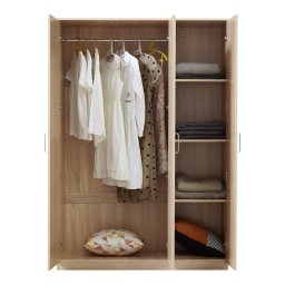Dulap pentru haine Bodolz, 3 usi, 4 rafturi, stejar Sonoma, 176x120x52 cm
