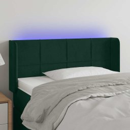Tablie de pat cu LED, verde închis, 93x16x78/88 cm, catifea GartenMobel Dekor