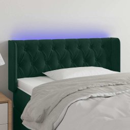 Tablie de pat cu LED, verde închis, 103x16x78/88 cm, catifea GartenMobel Dekor
