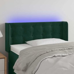 Tablie de pat cu LED, verde închis, 93x16x78/88 cm, catifea GartenMobel Dekor