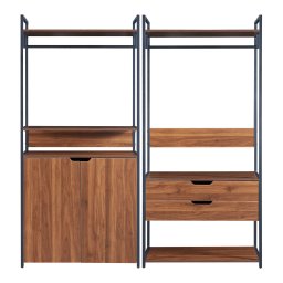 Set 2 garderobe Larem cu dulap, 2 sertare si rafturi, nuca