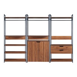 Set 3 suporturi pentru haine Larem cu dulap, 2 sertare si 9 rafturi