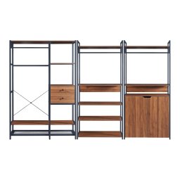 Set 3 garderobe pentru hol Larem, cu 2 sertare, 7 rafturi si dulap