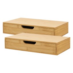 Set 2 rafturi suspendate cu sertar din bambus pentru dormitor