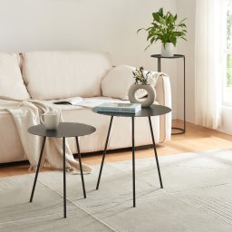 Set 2 masute laterale Sula negre din metal pentru living