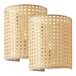 Set 2 aplice de perete Ascot cu aspect ratan, bej, E27