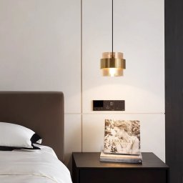 Lustra suspendata LC866/1TN din sticla si metal, 1xE27, înaltime reglabila