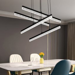 Lustra LED suspendata neagra LT181/4BK, 54W, lumina reglabila 3 trepte