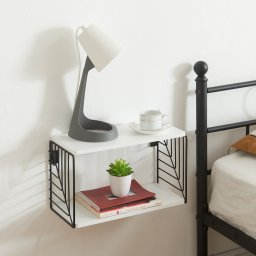 Raft de perete Moss 39x18x23 cm alb/negru, cu cadru metalic