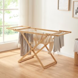 Uscator de rufe pliabil Fakala din bambus, 154x59x82 cm, [en.casa]