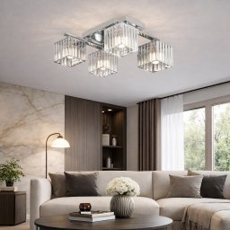 Lustra moderna Georgiana LC115/4, 4x E27, crom, metal si sticla