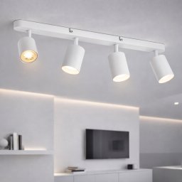 Lustra liniara cu 4 spoturi GU10 orientabile, alb mat, model Joom
