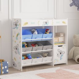 Raft pentru copii cu 9 cutii, dulap si model koala, 80x90x30 cm