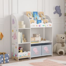 Biblioteca pentru copii Lysekil 100x93x30 cm cu motiv oceanic