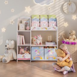 Raft pentru copii cu unicorn si cutii depozitare 100x93x30 cm