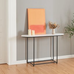 Masa consola Nordfron 120x40x75 cm, alb marmura, cadru metalic