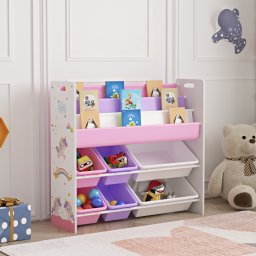 Raft pentru copii cu unicorn si 6 cutii de depozitare, 78x86 cm