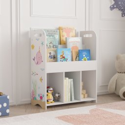 Biblioteca pentru copii Røyrvik 75x62x29 cm cu model ocean