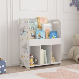 Biblioteca pentru copii Røyrvik 75x62x29 cm cu 6 rafturi si motiv koala