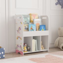Biblioteca pentru copii Røyrvik cu 6 compartimente si motiv unicorn