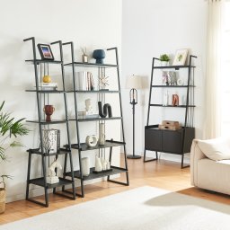 Set mobilier 3 rafturi tip scara Storfjord cu dulap, negru