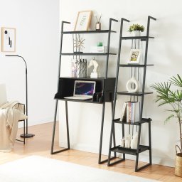 Set mobilier birou Storfjord cu birou si raft scara, negru