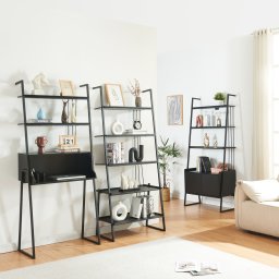 Set mobilier birou Storfjord 3 piese cu birou si 2 rafturi, negru