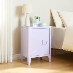 Noptiera metalica Inari lila cu usa si maner pe dreapta