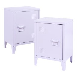 Set 2 noptiere metalice Inari lila cu usa stanga/dreapta, 57 x 40 x 30 cm