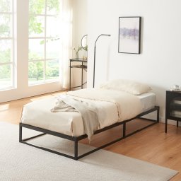 Pat metalic single Trerunta 90x200 cm din otel negru, [en.casa]
